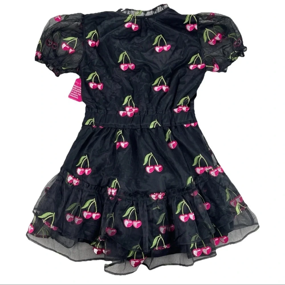 Buddy Love Sz Medium CLEMENTINE Elastic Waist Mini Dress Wild Cherries Black NWT - Picture 3 of 13